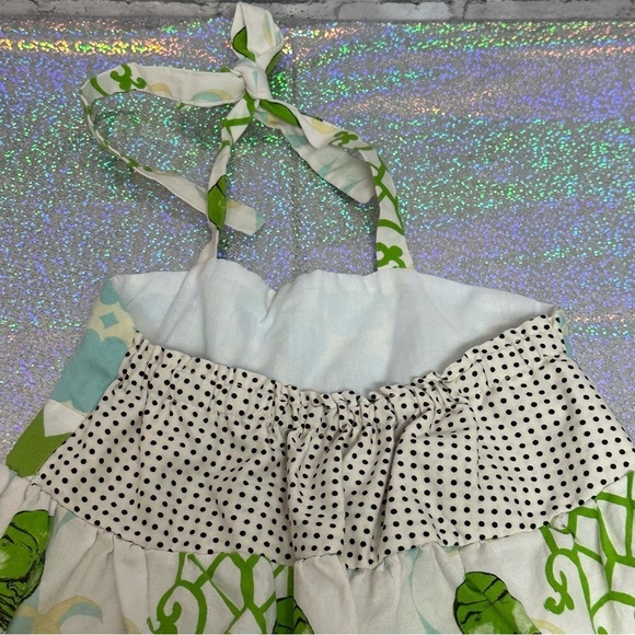 ApPEARel Tree Size 4T Ivory Green Halter Dress Elephant Polka Dot - Picture 5 of 10